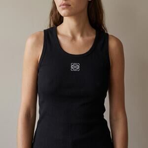 Loewe Black Anagram Cotton-blend Jersey Tank Top, size L